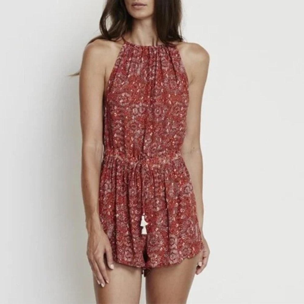 Faithfull the Brand Red Patterned Romper